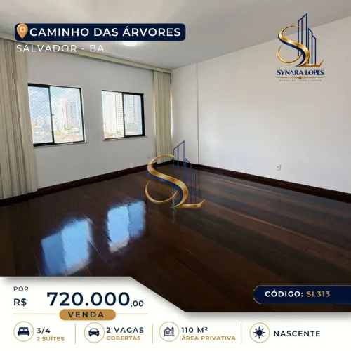 APARTAMENTO 110 M² | 3 QUARTOS | 2 SUÍTES | CAMINHO DAS ÁRVORES | SALVADOR-BA