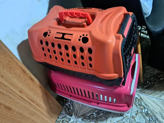 2 Caixa pet nova a laranja 70 a rosa maior 90