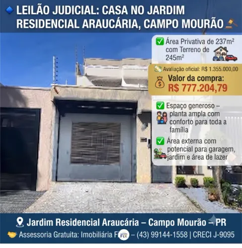 Negócio vantajoso ? Casa no Jardim Residencial Araucaria, Campo Mourao - PR, Nº 46, 245m²