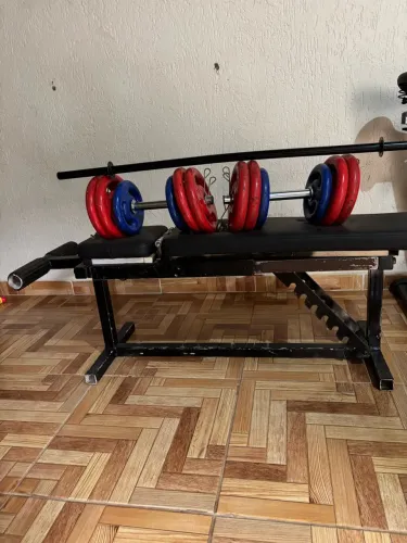 Kit Academia - Banco Supino + Barras + Anilhas