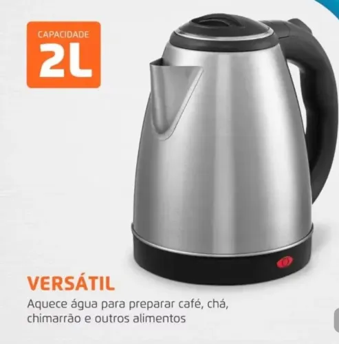 CHALEIRA ELÉTRICA INOX 2 LITROS - NOVA COM 1 ANO DE GARANTIA 