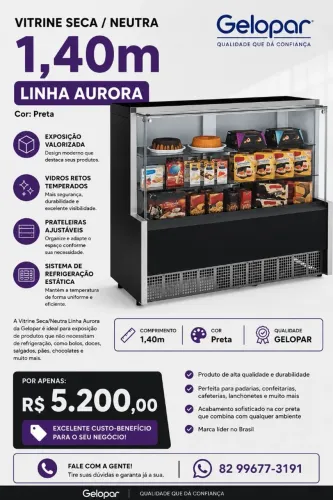 Vitrine Seca/neutra 1,40m GELOPAR  Novo 