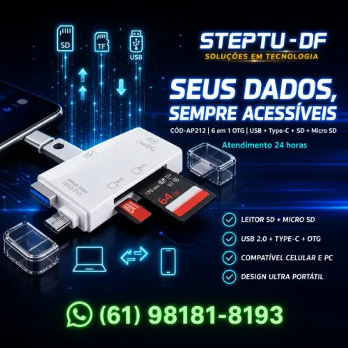 Leitor de Cartão 6em1 Otg Tipo C Leitor de Cartão Usb 2 0 Tf Mirco Sd Memória COD-AP212