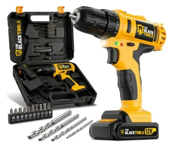 Furadeira Parafusadeira Sem Fio A Bateria Tb-12e 12v 3/8 10mm Com Maleta E Acessórios