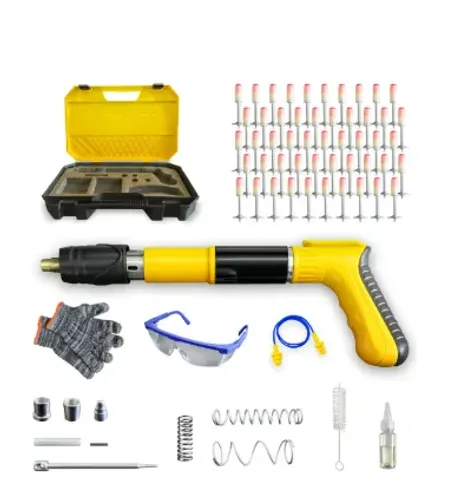 Kit Pistola Finca Pino Fixação Profissional Concreto Aço Madeira Lata Drywall Com 50 Prego