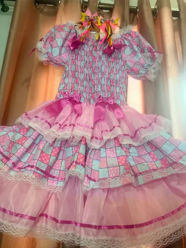 Vestido de festa junina adulto luxo 