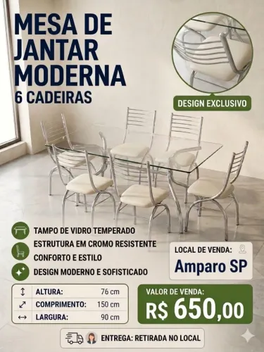 Mesa com 6 cadeiras 