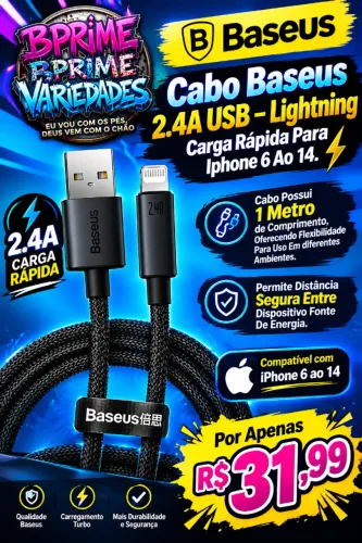 Cabos de Carregamento Essager e Baseus Original e Carregador Iphone e Android