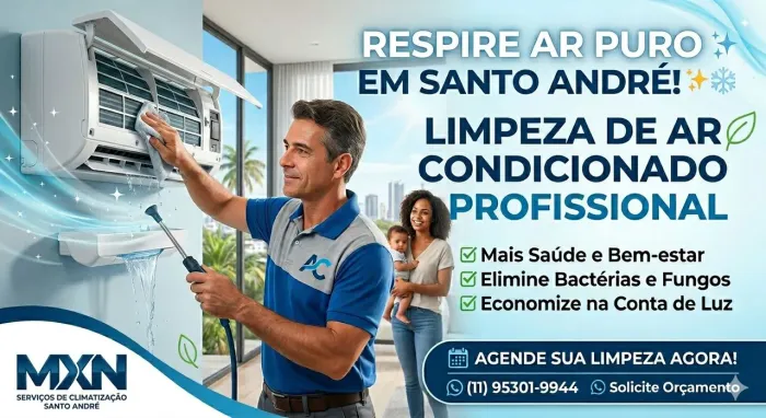 Limpeza e higienização de ar condicionado.