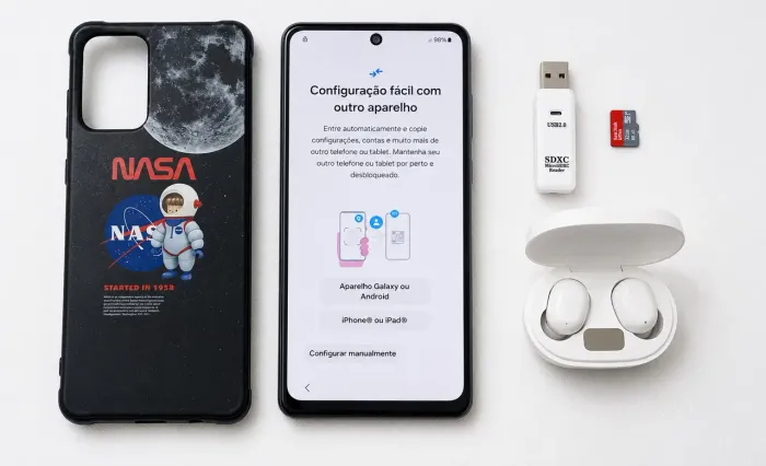 Samsung A72 celular bom e barato câmera incrível 128GB + Fone Bluetooth + Cartão 16GB