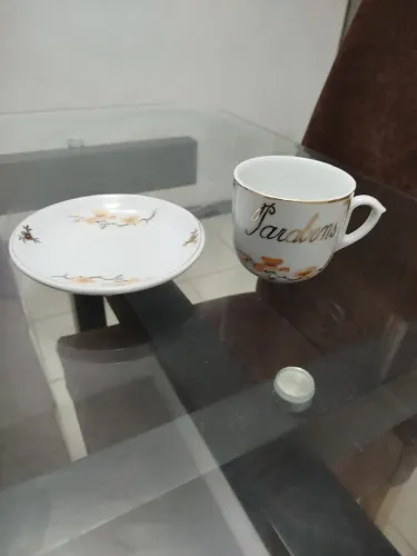 Antiga Xícara grande com Pires porcelana Mauá anos 50 Rara