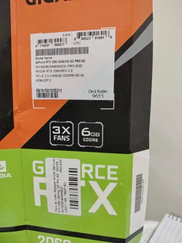 Placa de Vídeo Gigabyte NVIDIA GeForce RTX 2060 Gaming OC Pro 6G - GDDR6