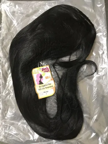 Peruca Bio Orgânica Yan Hair Alta Temperatura Mechado Longa c/ Franja - Preta - NOVA