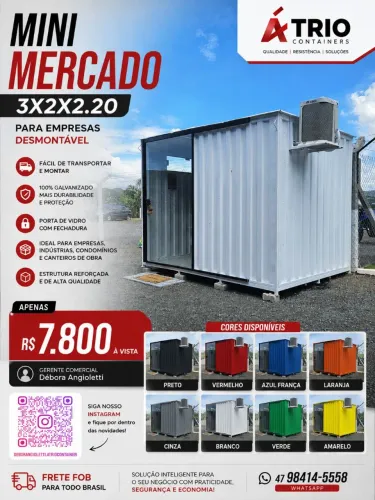 Container mercado desmontável franquias