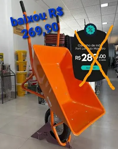 CARRO de mão Extra forte Maestro laranja 67 litros