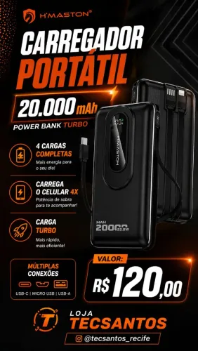 Carregador portátil 20.000 mAh