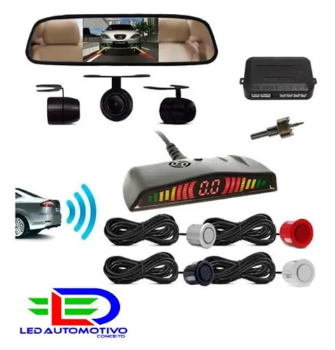 Retrovisor com Tela + Câmera de ré + Sensor de estacionamento