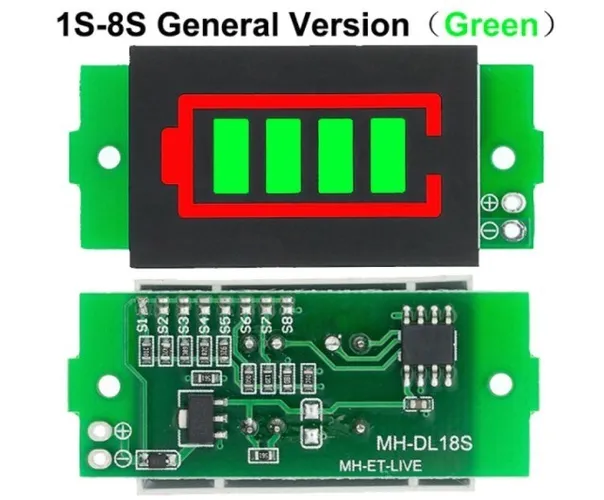 COD-CP562 Indicador De Carga De Bateria P/ Bms 1S A 8S Verde Arduino Automação