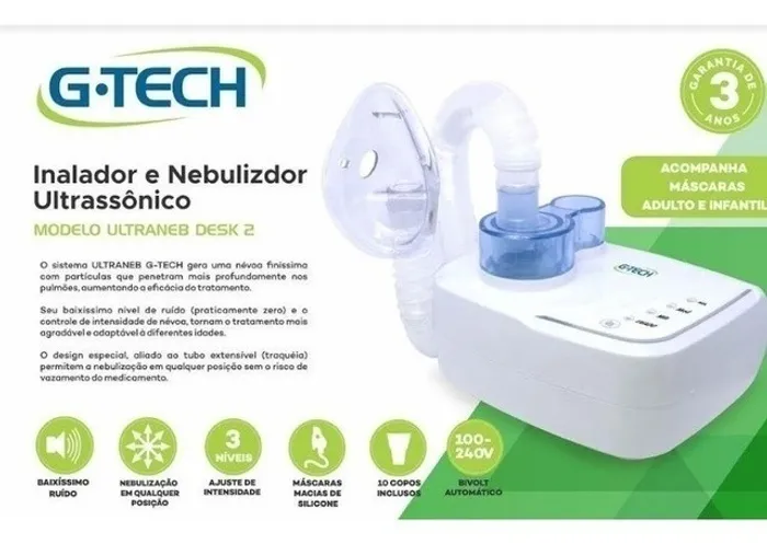 Inalador e nebulizador ultrassônico G-Tech Ultraneb Desk 2