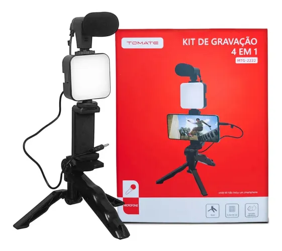 Kit De Gravação 4 Em 1Tomate Mtg 2222 Com Microfone E Led