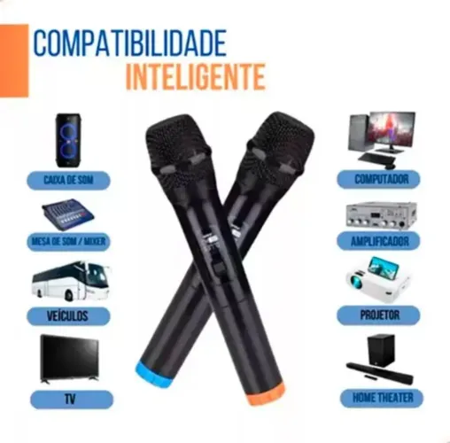 Microfone Sem Fio Duplo - Karaoke