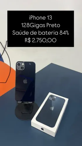 iPhone 13 128GB Preto Saúde de bateria 84% R$ 2.750,00 Semi Novo | Loja Física |
