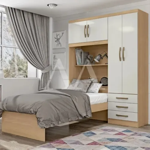 Quarto completo de solteiro cama + roupeiro 