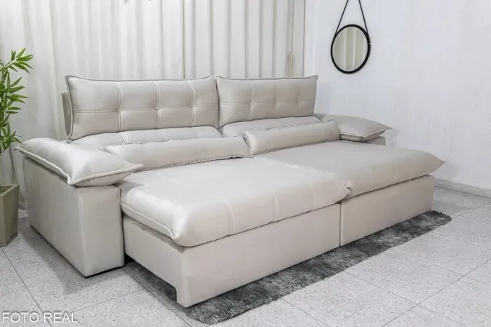 Sofá Retrátil Reclinável 2.90m Soft Molas Ensacadas rf75