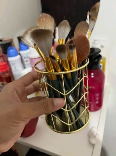 Porta pincéis, caneta, escova em aço inoxidável dourado 