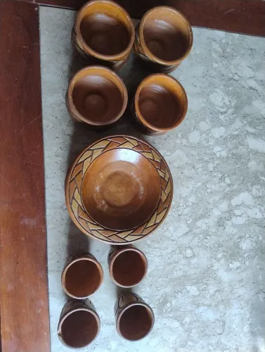 Jogo de Copos e Tigela de Cerâmica marajoara 