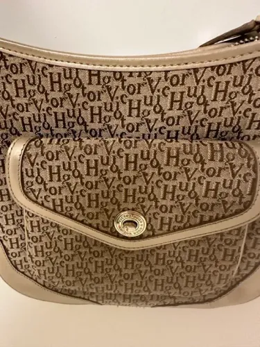 Bolsa Victor Hugo Bege e Dourada