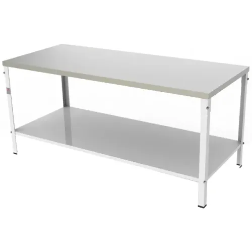 Mesa Tampo Inox 1,90m x 80cm Com Prateleira Lisa Embaixo M-180 G2 Braesi