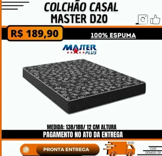 Colchão Casal Master D20 100% Espuma - Pronta Entrega