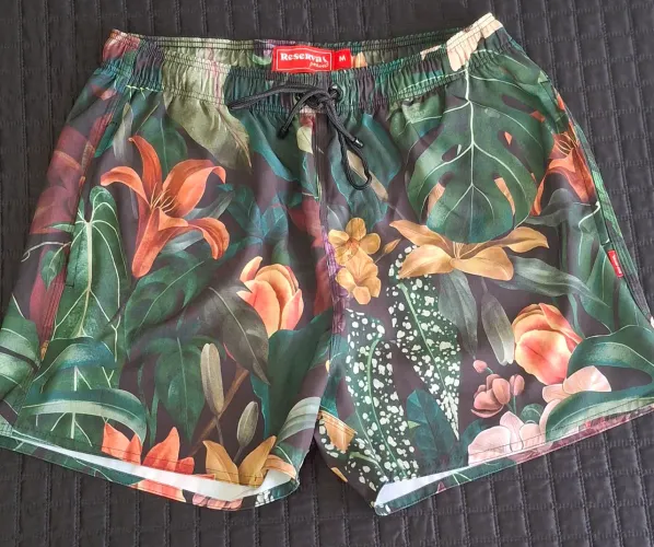 Shorts de Praia Estampado Tropical Reserva - Novo!
