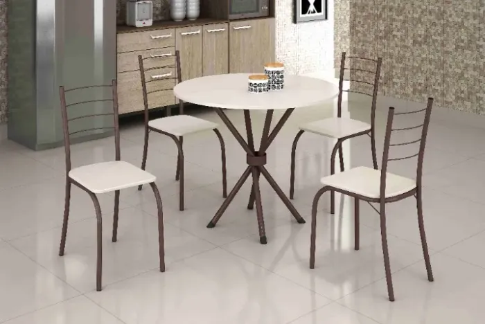 !!! 12x Sem Juros !!! Conjunto Mesa Rio 70x70 Marrom Tmp Ardosia Redonda