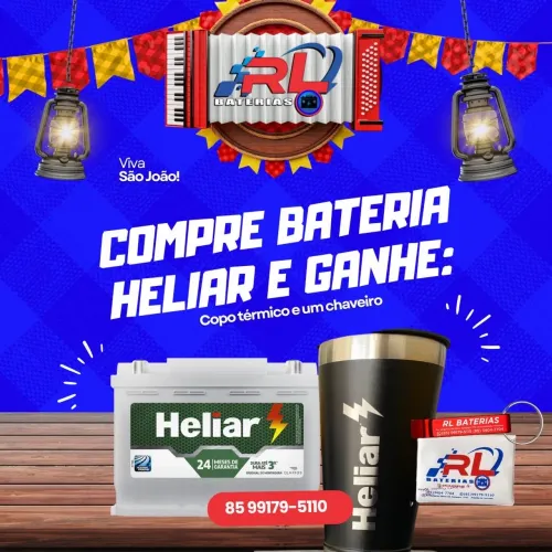 Bateria Heliar + Copo Térmico e Chaveiro - Promoção São João