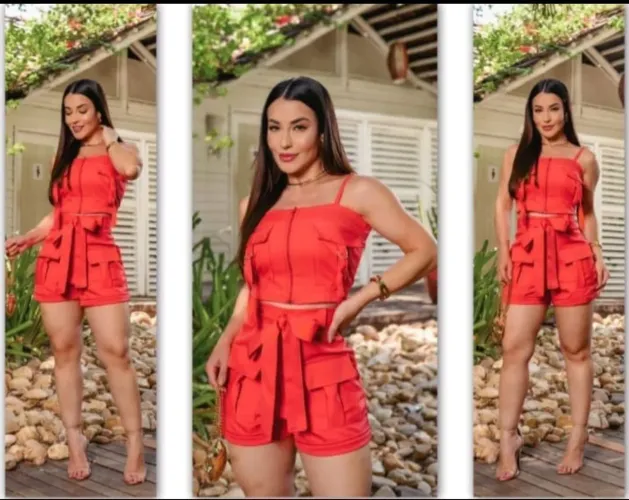 Conjunto Shorts e Cropped Vermelho