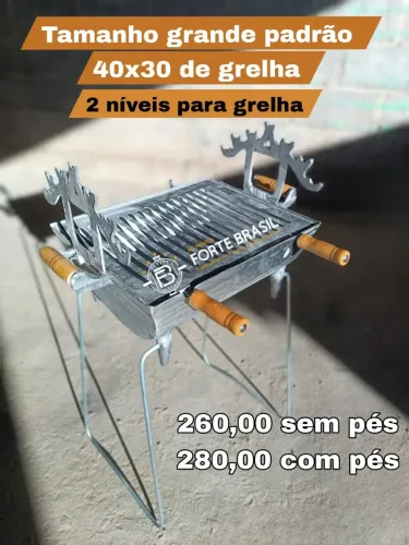 CHURRASQUEIRA DE ALUMÍNIO G COM SUPORTE PARA ESPETOS