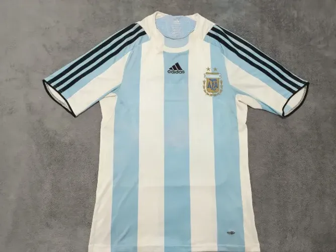 Camisa Oficial Argentina Adidas 2008, #10 Riquelme, tamanho P (49x73cm).