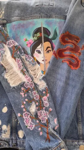 Jaqueta zara pintada a mão princesa Mulan