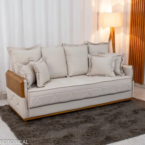 Sofá 3 lugares Laura Larg. 2.00m Molas Bonnel Entrega Rápida