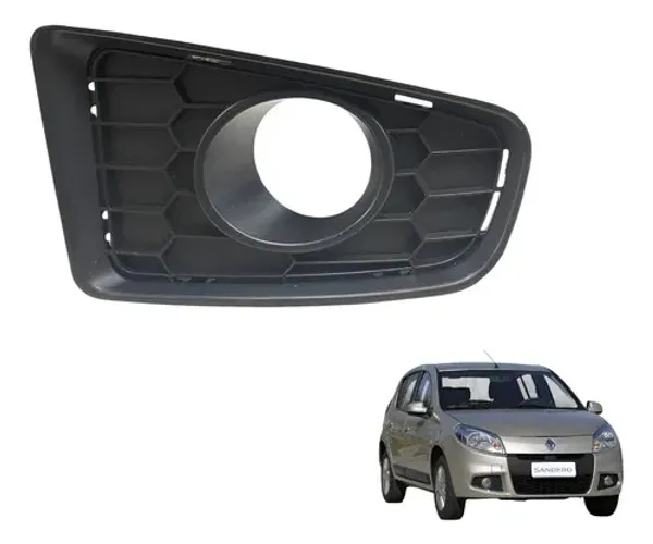 Moldura Grade Farol Milha Esquerdo Renault Sandero 2008 2013