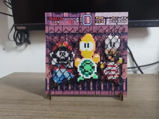 Placa Decorativa 3D - Quadro Super Mario - Modelo Fase do Castelo