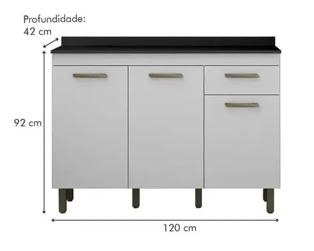 Balcão de Cozinha Branco 120cm