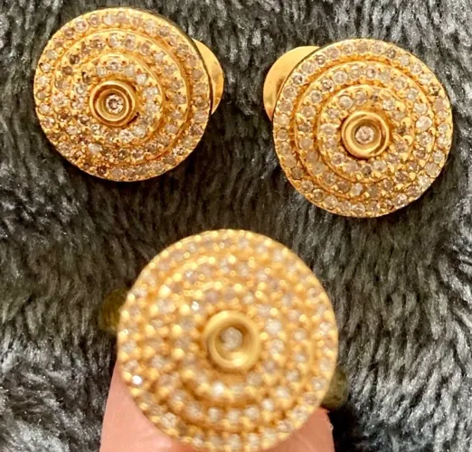 Conjunto Pizza de diamantes e ouro 18k