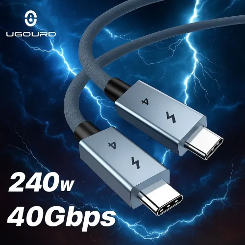 Cabo USB-C 240W 40Gbps UGOURD - Carregamento Rápido e Transferência!