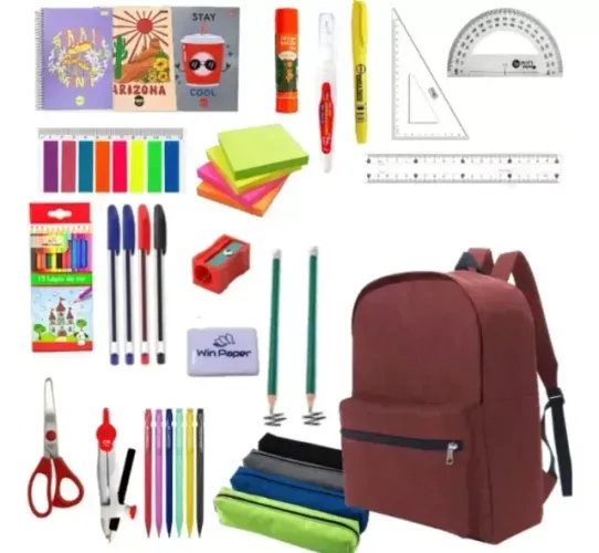 Material Escolar Completo Com 34 Itens Ensino Medio Fundamenal