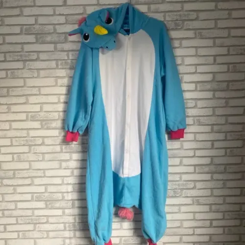 Fantasia Unicórnio Macacão Azul Onesie Pijama Newcosplay Tamanho P