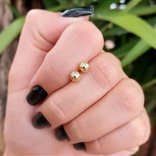 Brinco bola de ouro 18k - 5mm