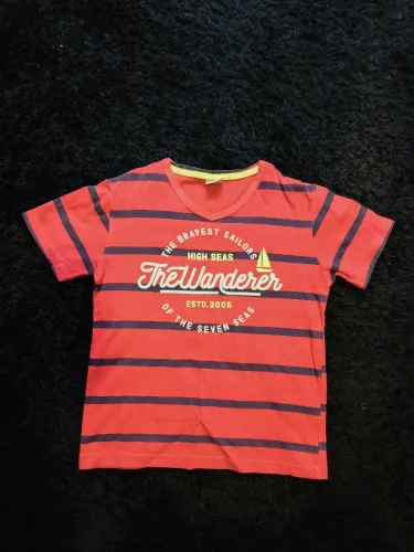 Camiseta Infantil The Wanderer Listrada salmão Tam. 6 Milon